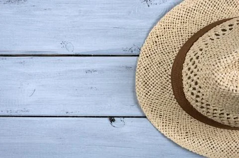 Hat on a wooden table. Stock Photos