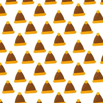 Hat yellow knitted brown pattern textile vector Stock Illustration