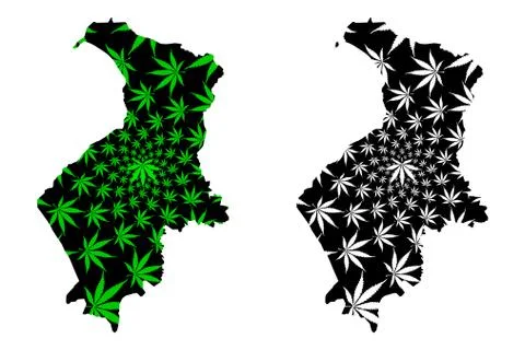 Hatay (Provinces of the Republic of Turkey) map is designed cannabis leaf gre Stock Illustration