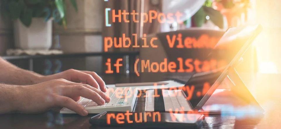 ?hatbot artificial coding coding background Digital software development. Stock Photos