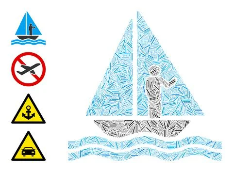 Hatch Aboard Yacht Icon Vector Collage Illustrazione stock