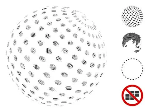 Hatch Abstract Dotted Sphere Icon Vector Mosaic Stock Illustration