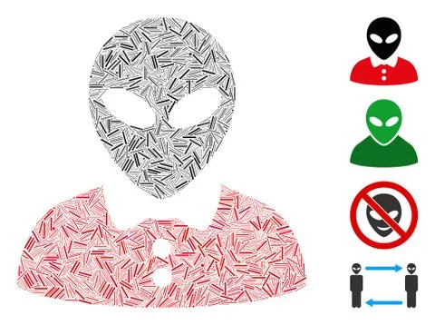 Hatch Alien Female Icon Vector Collage 스톡 일러스트