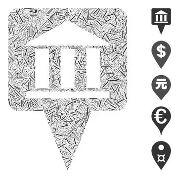 Hatch Bank Building Pointer Icon Vector Collage Ilustración de archivo