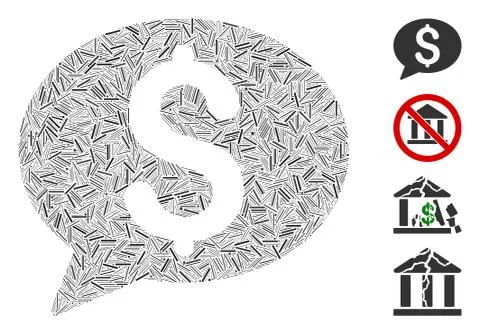 Hatch Bank Message Icon Vector Collage Ilustração Stock