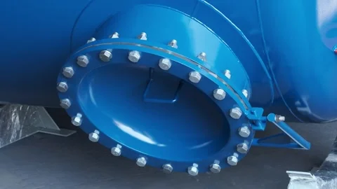 A hatch in a barrel, a lot of nuts and bolts are tightened Stock Footage 259309196