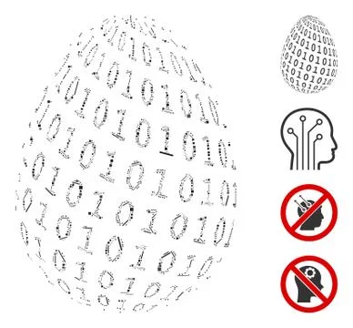 Hatch Binary Digital Egg Icon Vector Mosaic 스톡 일러스트