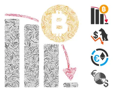Hatch Bitcoin Panic Fall Chart Icon Vector Mosaic 스톡 일러스트