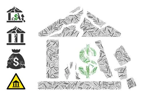 Hatch Broken Bank Icon Vector Collage Ilustração Stock
