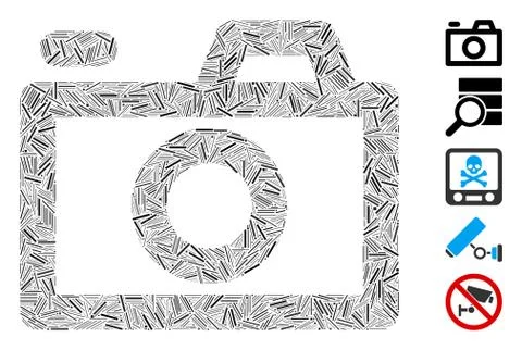 Hatch Camera Icon Vector Collage 스톡 일러스트