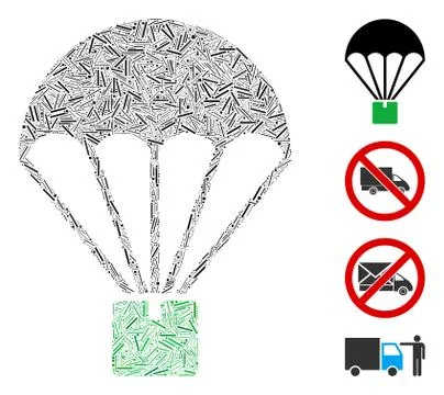 Hatch Cargo Parachute Icon Vector Collage Stock Illustration