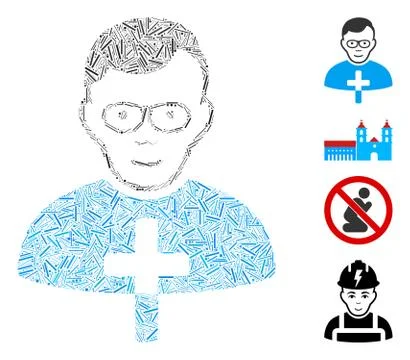 Hatch Catholic Shepherd Icon Vector Mosaic 스톡 일러스트