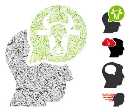 Hatch Cattle Thinking Person Icon Vector Collage Stock Illustration