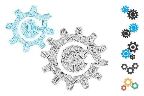 Hatch Cogs Rotation Icon Vector Mosaic Stock Illustration