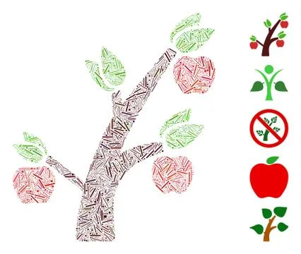Hatch Collage Apple Tree Illustrazione stock