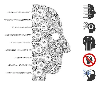 Hatch Collage Artificial Intelligence Icon Stock Illustration