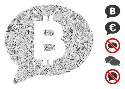 Hatch Collage Bitcoin Message Balloon Icon Illustration