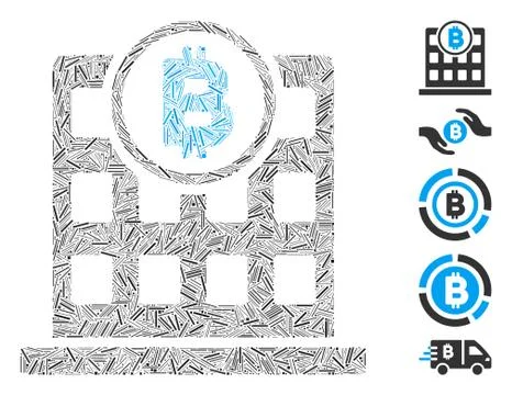 Hatch Collage Bitcoin Office Icon Ilustração Stock