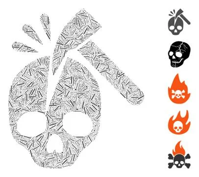 Hatch Collage Break Skull Icon Stock Illustration
