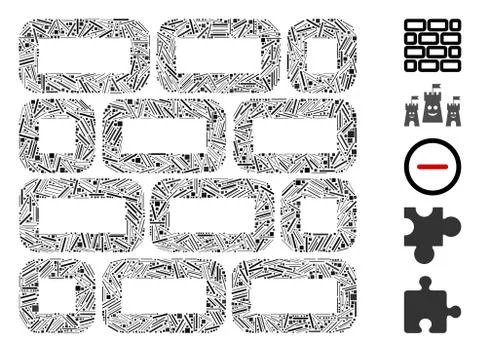 Hatch Collage Brick Wall Icon Stock Illustration