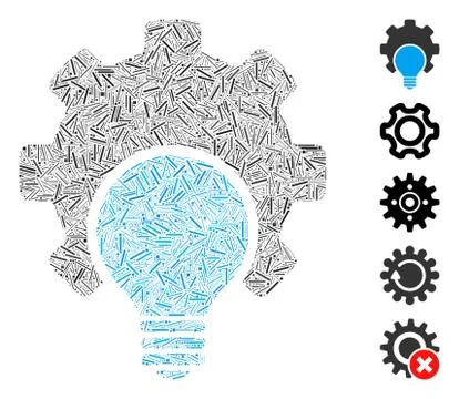 Hatch Collage Bulb Configuration Gear Icon Illustrazione stock