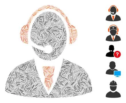 Hatch Collage Call Center Worker Icon 스톡 일러스트