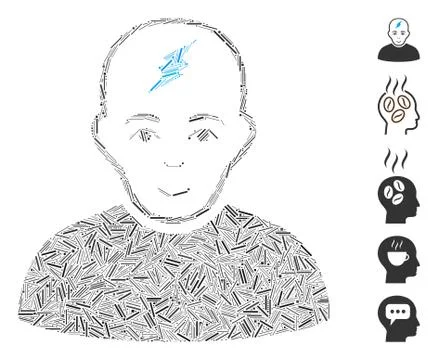 Hatch Collage Clever Boy Icon イラスト素材