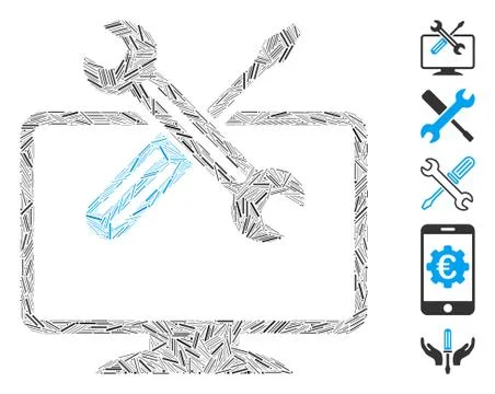 Hatch Collage Computer Tools Icon Stock Illustration