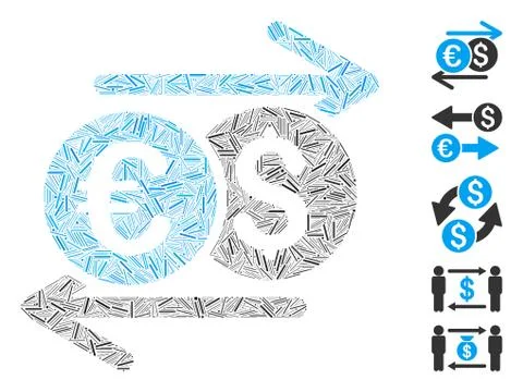 Hatch Collage Currency Exchange Icon Stock Illustration