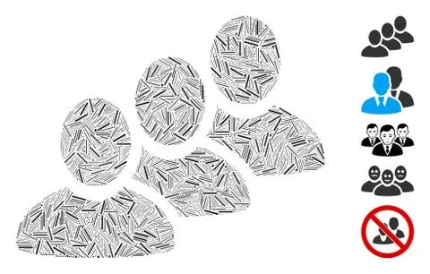 Hatch Collage Customer Queue Icon Stock Illustration