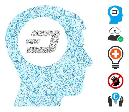 Hatch Collage Dash Think Icon Illustrazione stock