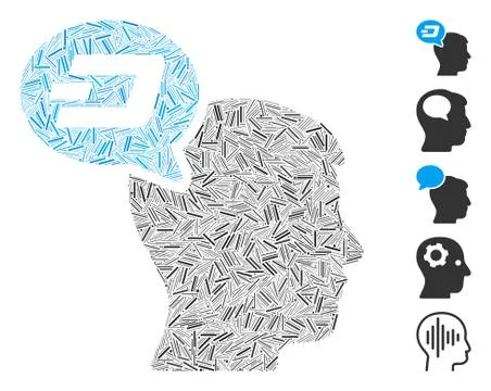 Hatch Collage Dash Thinking Balloon Icon Stock Illustration