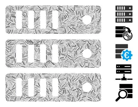 Hatch Collage Database Server Icon Stock Illustration