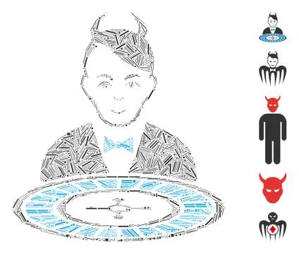 Hatch Collage Devil Roulette Dealer 库存插图
