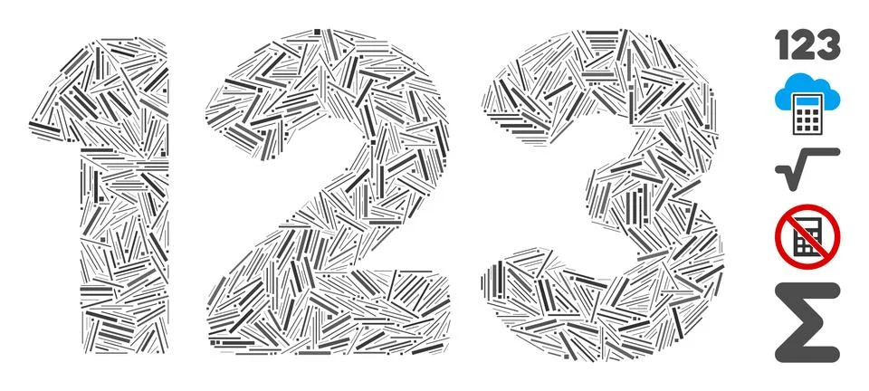 Hatch Collage Digits Icon 스톡 일러스트