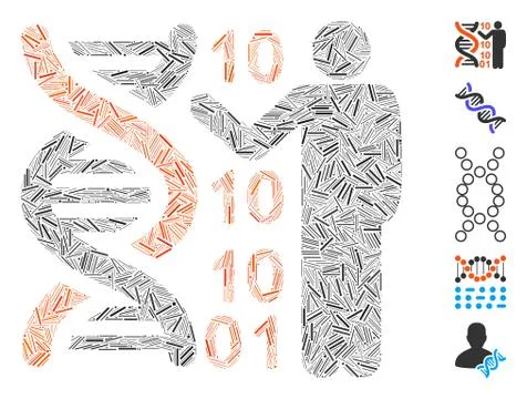 Hatch Collage DNA Code Report Icon 스톡 일러스트