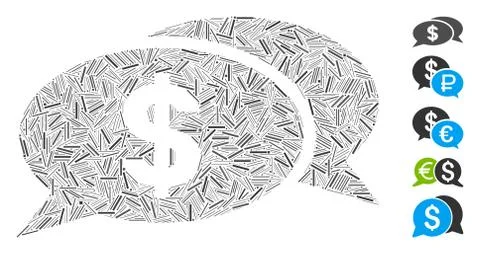 Hatch Collage Dollar Chat Icon Stock Illustration