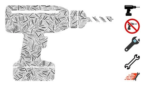 Hatch Collage Drill Icon Ilustração Stock
