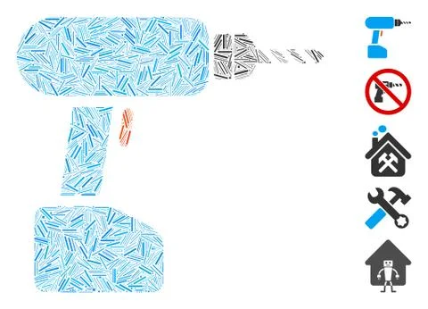 Hatch Collage Drill Icon Illustration