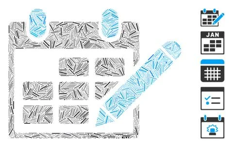 Hatch Collage Edit Calendar Table Icon Stock Illustration
