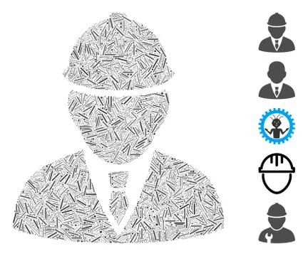 Hatch Collage Engineer Icon Stock Illustration