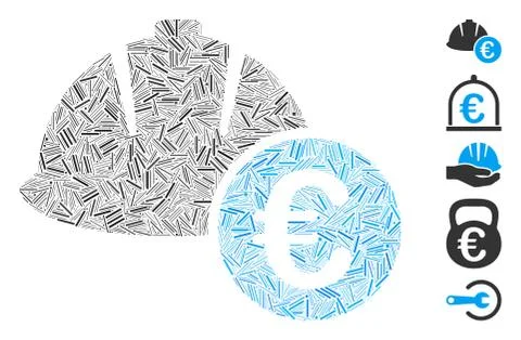 Hatch Collage Engineering Helmet and Euro Icon 스톡 일러스트