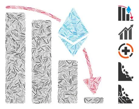 Hatch Collage Ethereum Falling Acceleration Chart Icon Stock Illustration