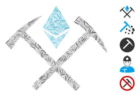 Hatch Collage Ethereum Mining Hammers Icon イラスト素材