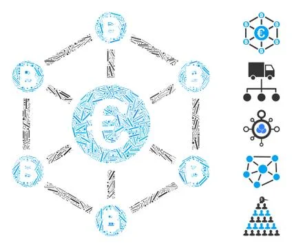 Hatch Collage Euro Bitcoin Network Icon Illustrazione stock