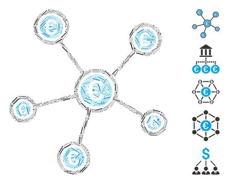 Hatch Collage Euro Network Structure Icon Stock Illustration