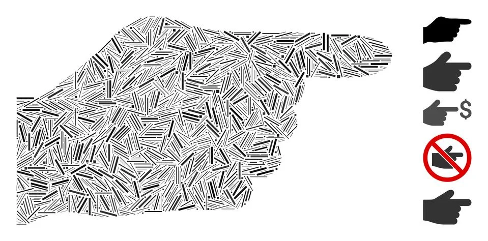 Hatch Collage Hand Pointer Icon Stock Illustration