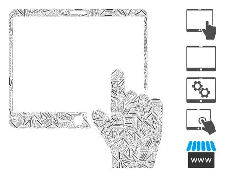 Hatch Collage Hand Points Mobile Tablet Icon Stock Illustration