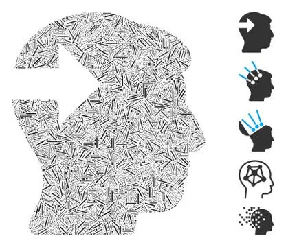 Hatch Collage Head Plug-In Arrow Icon Stock Illustration