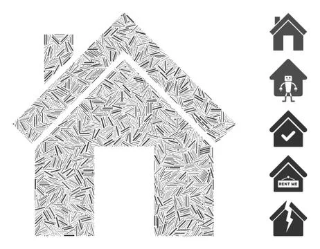 Hatch Collage Home Icon Ilustração Stock
